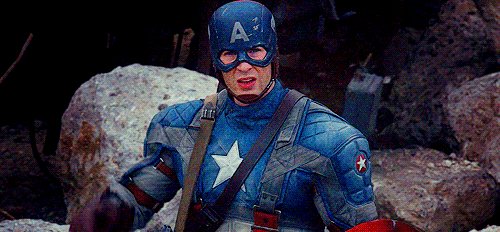 Gif of Chris Evans as Captain America in The First Avenger, saluting