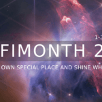 A banner image of the Rho Ophiuchi Cloud Complex, captured by the James Webb Space Telescope. Text reads "1-30 November / SciFi Month 2026 / "Find your own special place and shine where you are"